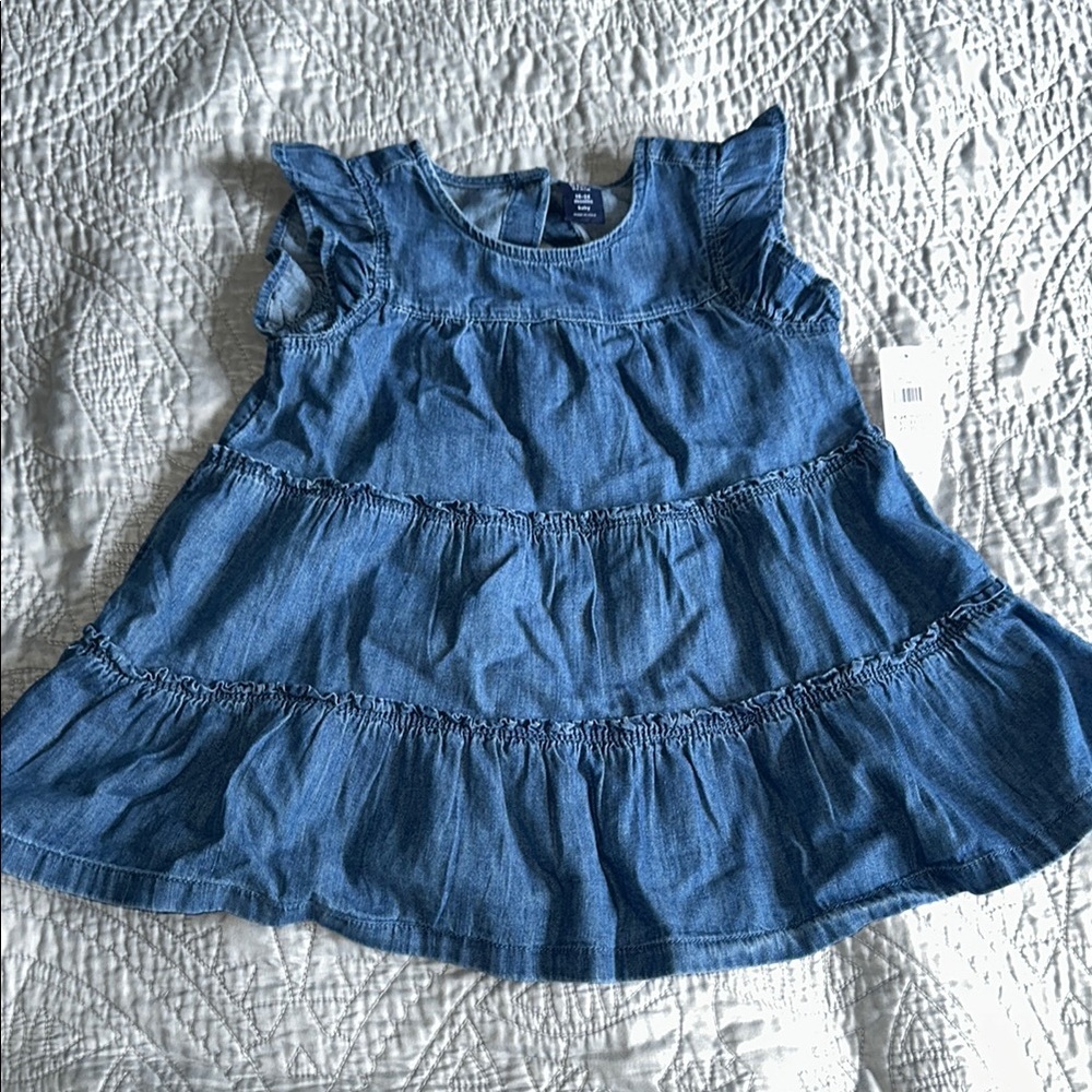 GAP. Blue Denim Dress with Ruffle Sleeves. Size 18-24 months.